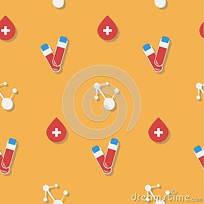 Seamless pattern in a flat style with drop blood and test tube Vector Illustration