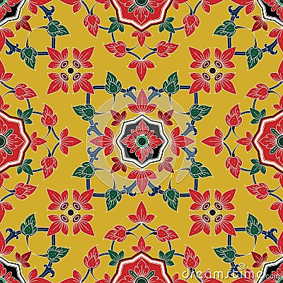 Seamless pattern Flower in traditional Thai Stock Photo