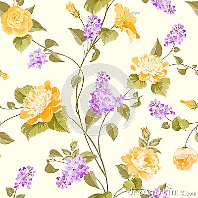 Seamless pattern of flowers Vector Illustration