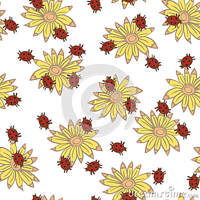 Seamless pattern of flowers Vector Illustration