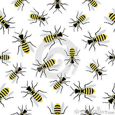 Seamless Pattern with flying wasps. Stock Photo