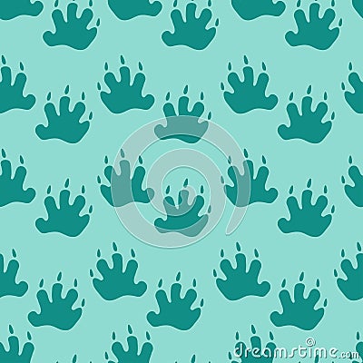 Seamless pattern: footprints on a blue background. Flat vector. Vector Illustration
