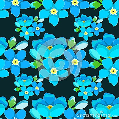 Seamless pattern of forget-me-alpine a wild flower vector illu Vector Illustration