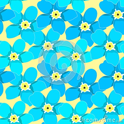 Seamless pattern of forget-me-alpine a wild flower vector illu Vector Illustration