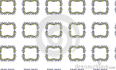 Seamless tile background pattern with symmetric yellow and blue ornament. Geometric royal design template with square handdrawn Stock Photo