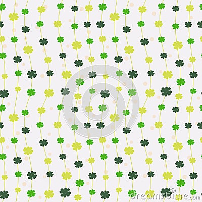 Seamless pattern with four leaf clovers for Saint Patrick`s Day. Vector Illustration