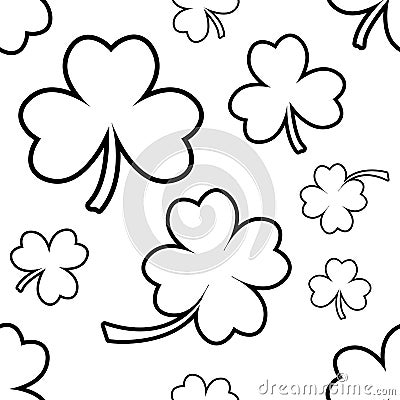 Seamless pattern with four and tree leaf clovers for Saint Patrick`s Day. Vector illustration Cartoon Illustration