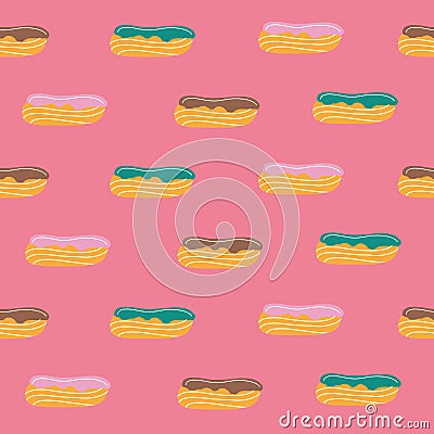 Seamless pattern. French eclairs. Vector Illustration