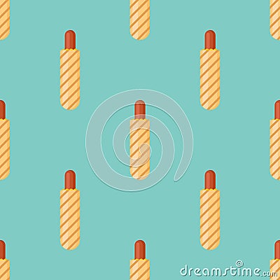 Seamless pattern with french hot dog Vector Illustration