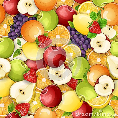 Seamless pattern with fresh fruits. Stock Photo