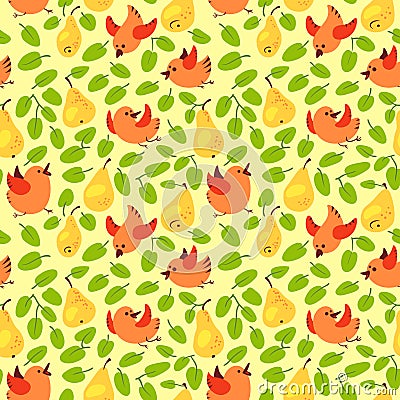 Seamless pattern with fresh yellow pears. Harvesting background Vector Illustration