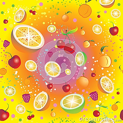 Seamless pattern with fruits and berries Vector Illustration