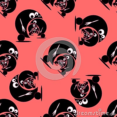 Seamless pattern with funny cute monsters. Vector Cartoon Illustration