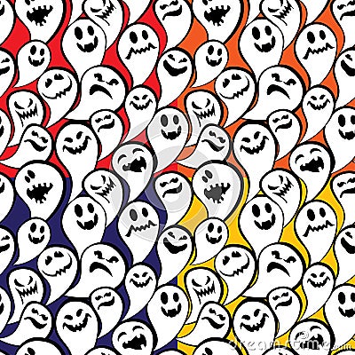 Seamless pattern with funny ghost. Happy Halloween background. Vector Illustration