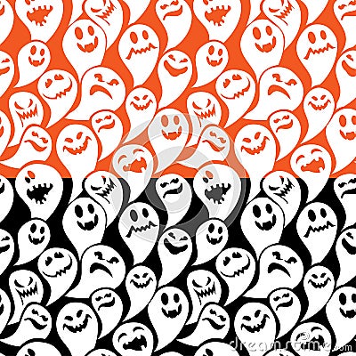 Seamless pattern with funny ghost. Happy Halloween background. Vector Illustration