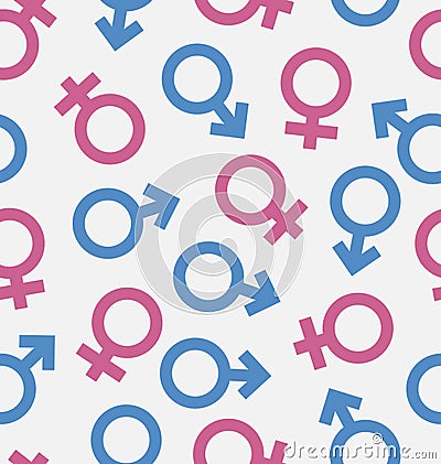 Seamless Pattern of Gender Icons, Wallpaper of Male and Female Vector Illustration