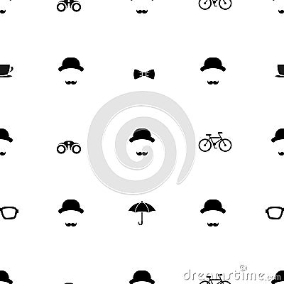 Seamless pattern with gentleman on white background Cartoon Illustration