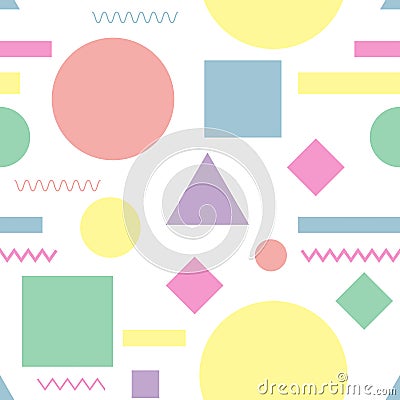 Seamless pattern. Geometric design texture. Simple colorful shapes for brochure, cover, textbook, notebook, schoolbook etc. Vector Vector Illustration