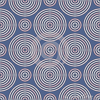 Seamless pattern with geometric figures. Repeated circles ornamental wallpaper. Abstract background with round vortexes. Vector Illustration