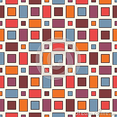 Seamless pattern with geometric figures. Repeated squares ornamental abstract background. Checkered wallpaper. Vector Illustration