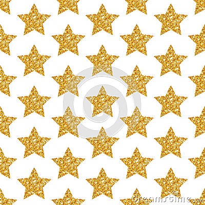 Seamless Pattern Geometric Golden Stars Glitter Sparkling Vector Illustration