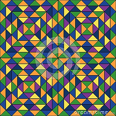 Seamless pattern with geometric ornament. Repeated color triangles abstract background. Mosaic wallpaper. Vector Vector Illustration