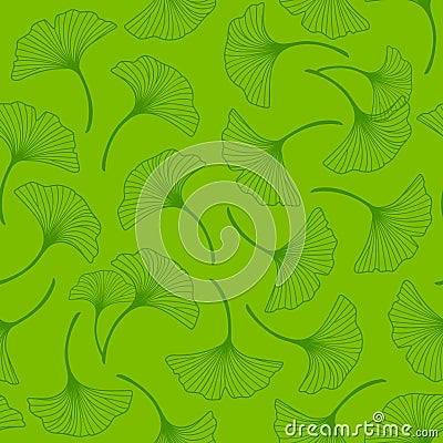 Seamless pattern with ginkgo leaves ornate Vector Illustration