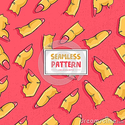 Seamless Pattern with Girl Finger Stock Photo