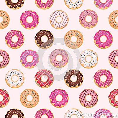 Seamless pattern with glazed donuts. Stock Photo