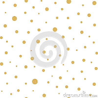 Seamless pattern with gold polka dots texture on white Vector Illustration