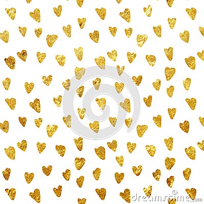 Seamless pattern - Golden foil heart seamless pattern Stock Photo