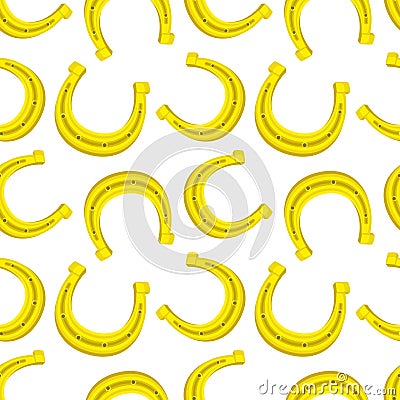 Seamless pattern with golden horseshoes. Vector Illustration