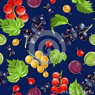 Seamless pattern goose berries and currant berries Stock Photo