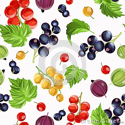 Seamless pattern goose berries and currant berries Stock Photo