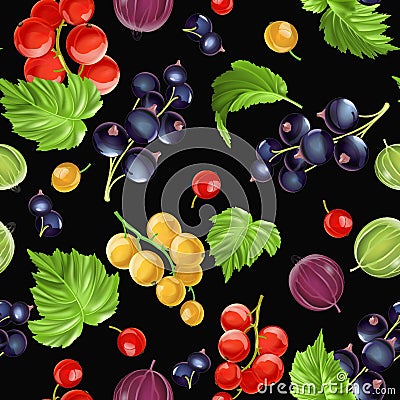 Seamless pattern goose berries and currant berries Stock Photo