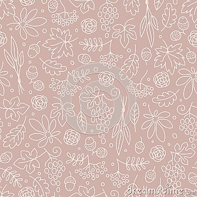 Seamless pattern with grapes, acorns, leaves Vector Illustration