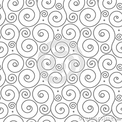 Seamless pattern with gray swirl ornament on white Vector Illustration