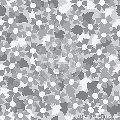 Seamless pattern of gray tone flower background Vector Illustration