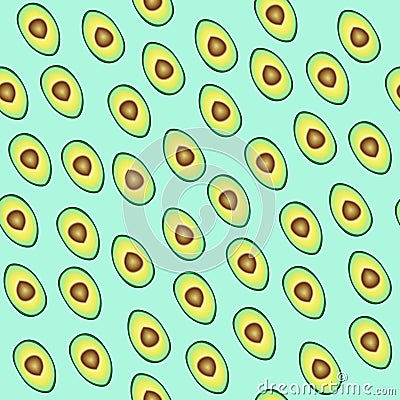 Seamless pattern of green avocado Stock Photo