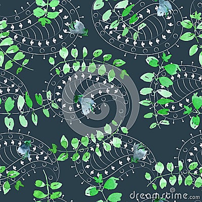 Basil and paisley pattern Stock Photo