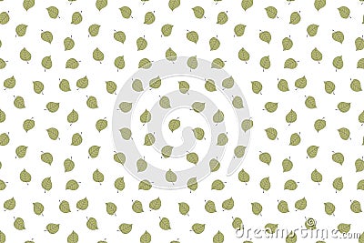 Seamless pattern with green falling leaves. Hand drawn design. Vector Illustration