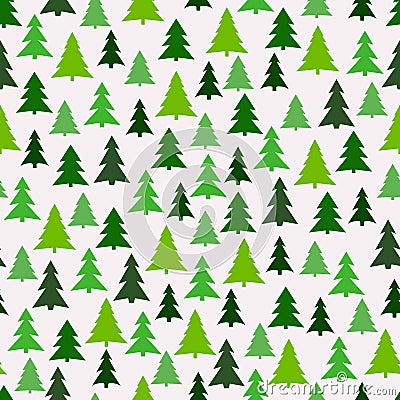 Seamless pattern with green fir-trees. Vector Illustration