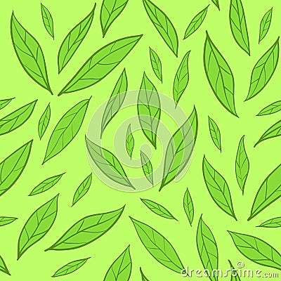 Seamless pattern with green leaves Vector Illustration