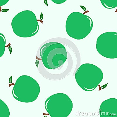 Seamless pattern from green ripe apples Vector Illustration