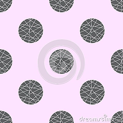 Seamless pattern with grey mosaic circles. Abstract pink background with geometric elements. Design for wrappers, fabrics, Vector Illustration