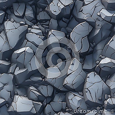 Seamless pattern of grey stones, texture of cracked rock. Generative AI Stock Photo