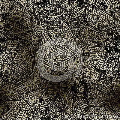 Seamless pattern grunge Paisley pattern. Vector illustration Vector Illustration