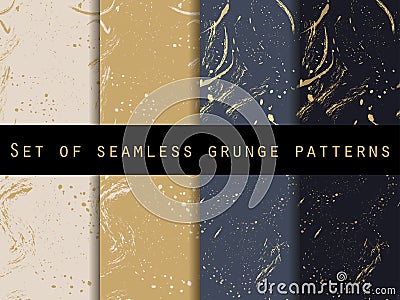 Seamless pattern in grunge style. Golden splashes. Vector Illustration