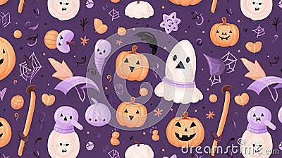 seamless pattern with pumkin halloween pastel halloween candy Stock Photo