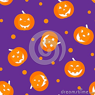 SEamless pattern with halloween pumpkins Vector Illustration